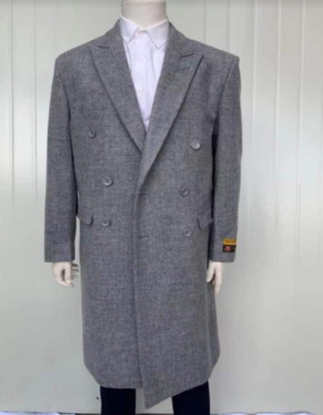 Mens Full Length And Cashmere Overcoat - Winter Topcoats - Grey Coat by USA Men's Outlet main image 1
