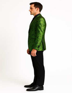 Men's Green Paisley Tuxedo Blazer Luxury Slim Fit Dinner Jacket for Formal Events