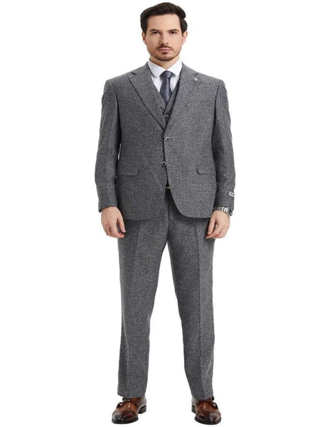 Grey Wool Fabric Vested Suit main image 1