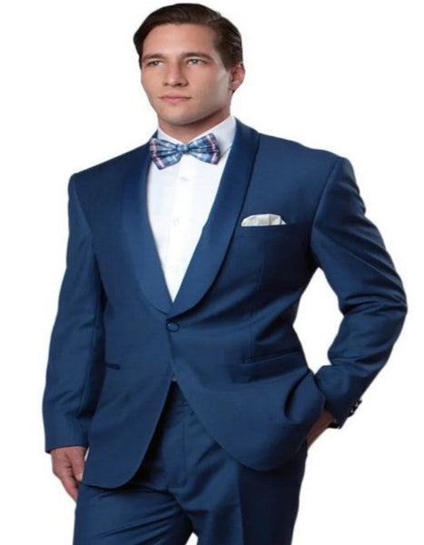 Blue Prom Suit - Blue Homecoming Outfits For Guys Black Satin Shawl Lapel Royal main image 0