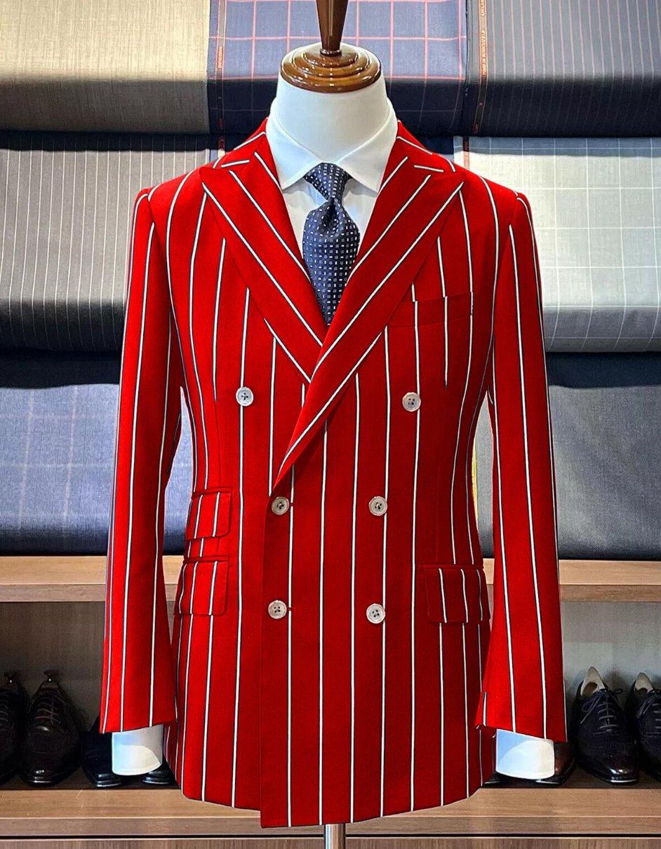 Hot Red Pinstripe Suit - Gangster Suit - 1920's Suit - Double Breasted Hot Red Pinstripe Suit - Gangster Suit - 1920's Suit - Double Breasted