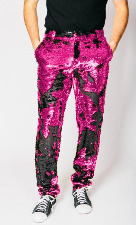 Mens Sequin Pants | Hot Pink Dress Party Mens Sequin Pants | Hot Pink Dress Party