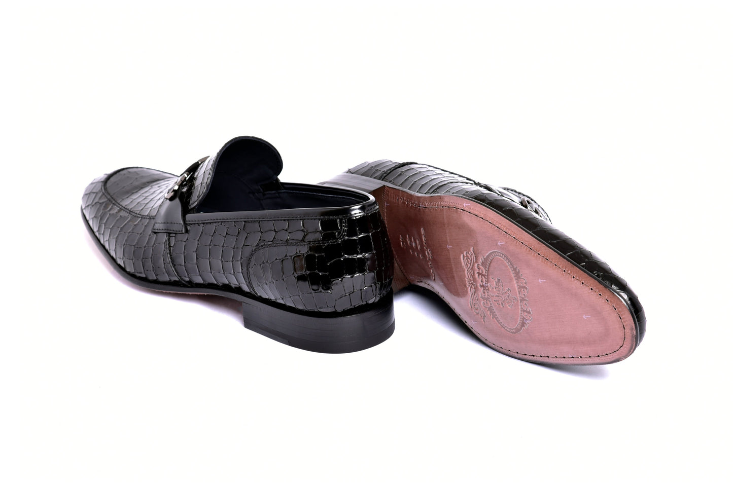 C01707-3470BC Croco Leather with Buckle-Black