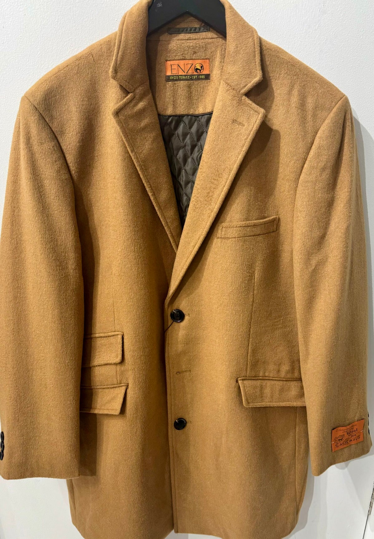 Enzo Topcoat Carmel Wool & Cashmere Blend