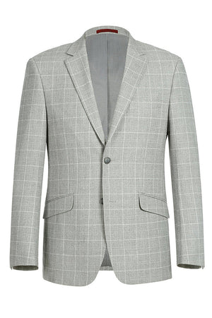Saco vaquero - Western Sport Coat - Western Blazer - Mens Two Button Slim Fit Sport Coat Blazer In Light Grey Ash Windowpane Plaid