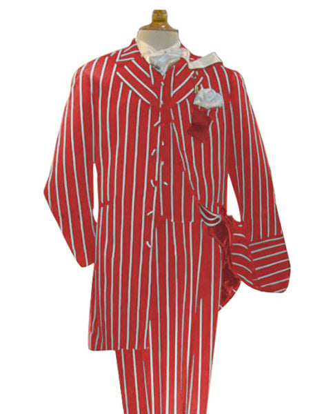 Burgundy and White Pinstripe - Gangster 1920s Pinstripe Suit - Mens  Fashion Suit main image 0