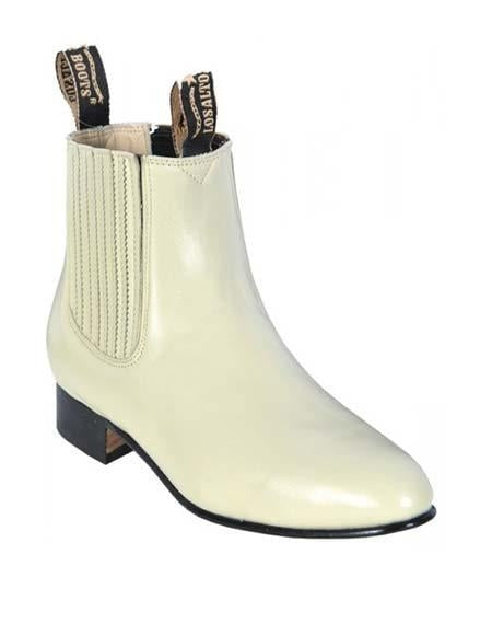 Los Altos Boots Men's Winter white Genuine Deer Chelsea Charro Leather Sole Short Boots ~ botine para hombre