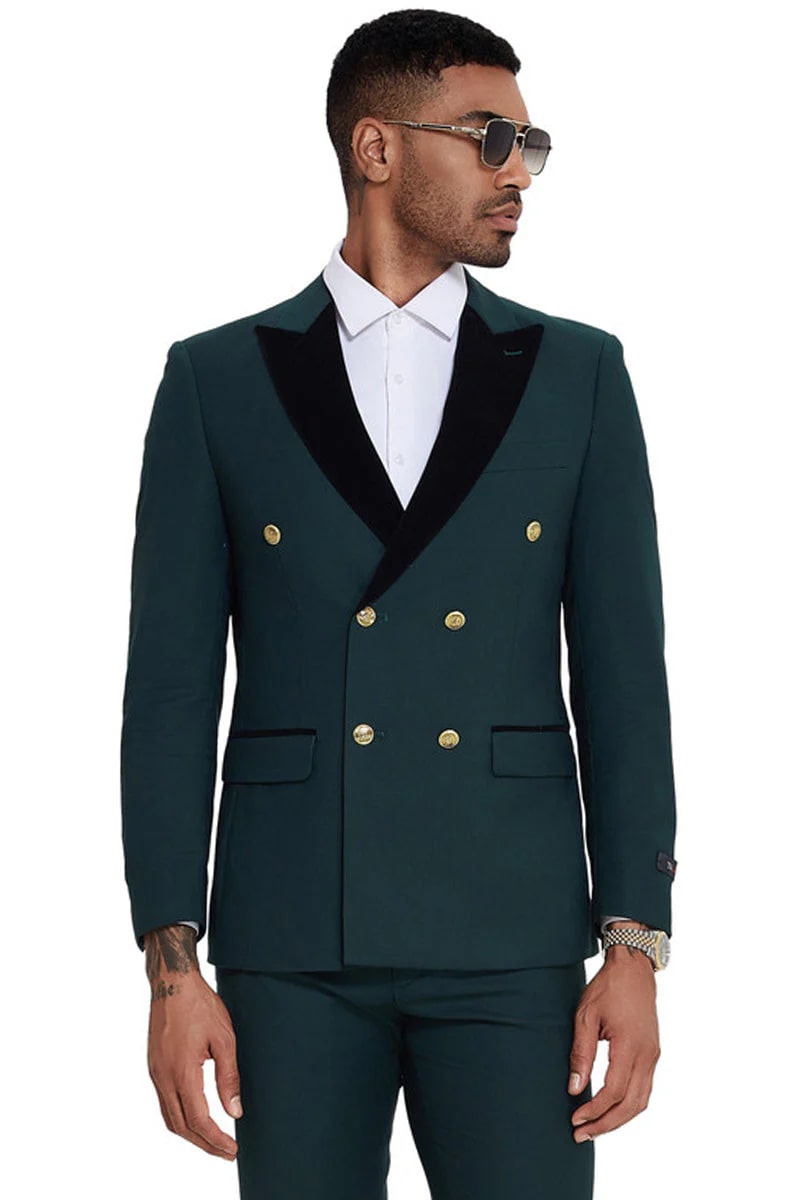 Mens Emerald Green and Gold Suit - Pastel Green Tuxedo Color Perfect for Wedding Dark Green