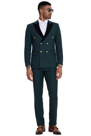 Mens Emerald Green and Gold Suit - Pastel Green Tuxedo Color Perfect for Wedding Dark Green