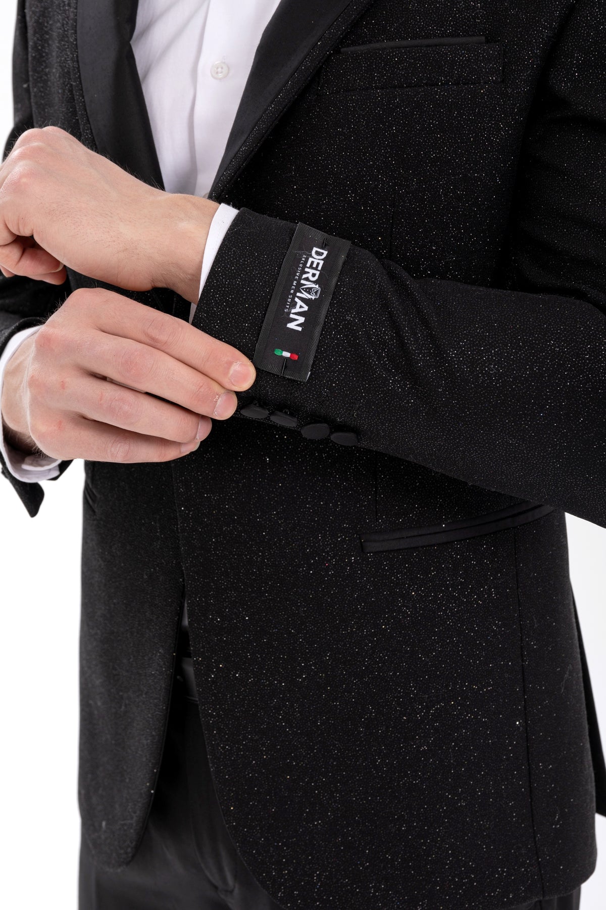 Mens Glitter Sequin Flashy in Color "Black" Tuxedo Dinner Jacket Blazer Sportcoat