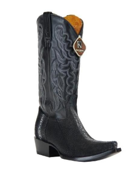 Men'S Black 13 Embroidered Leather Shaft Handcrafted Dress Cowboy Boots