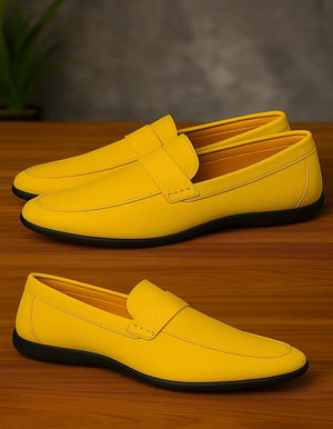 Men's Yellow Suede Loafers Casual Slip-On Moccasin Driving Shoes