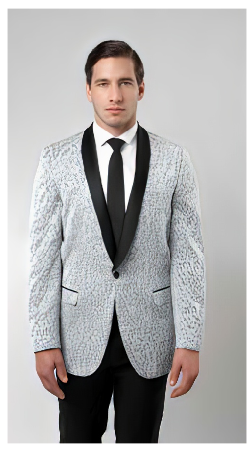 Men'S Tazio 1 Button Shawl Collar Slim Fit Silver Blazer