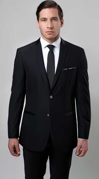 Men's Solid patterned 2 Button Front Closure Suit main image 1