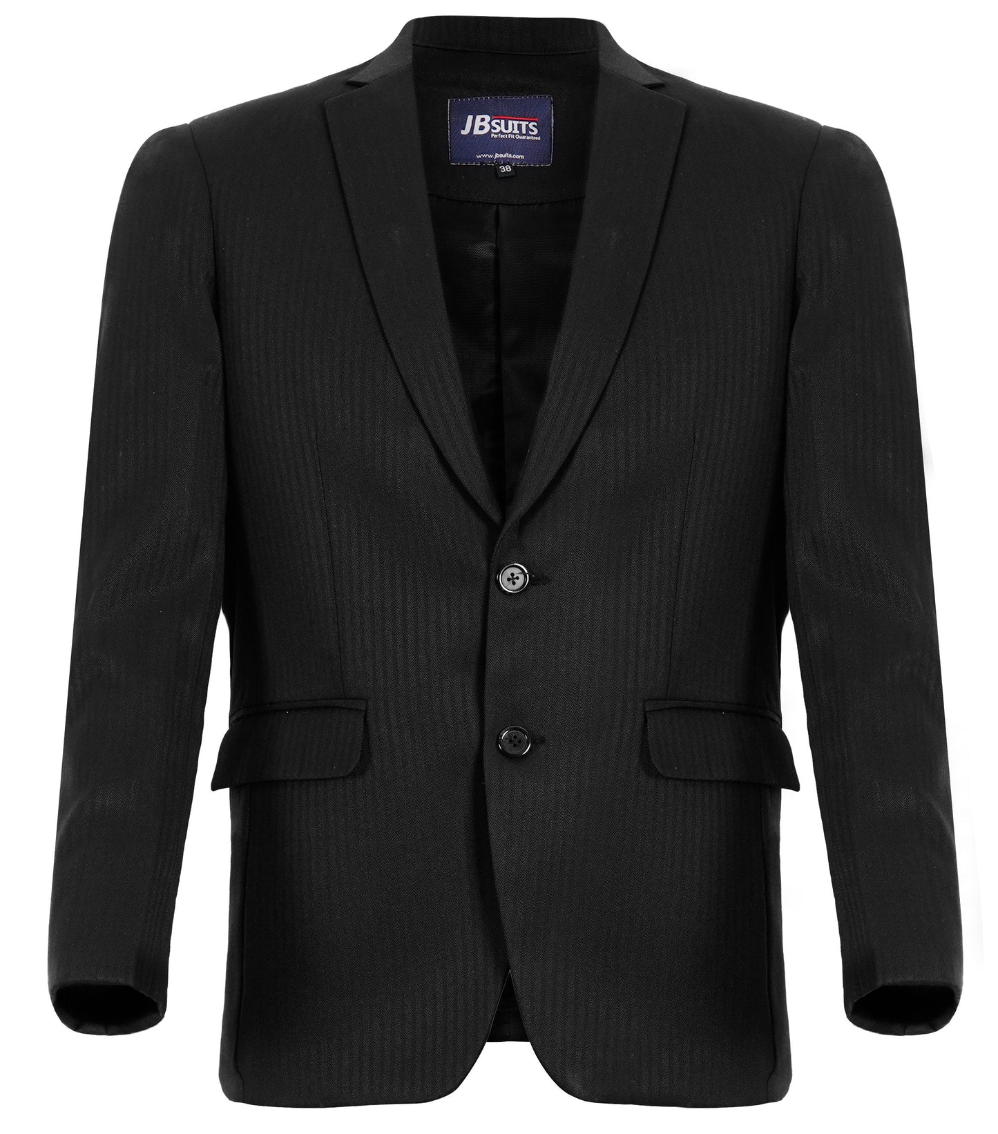 Men’s Black Pinstripe Suit Jacket – Classic Formal Blazer in Standard & Made-to-Measure Fit
