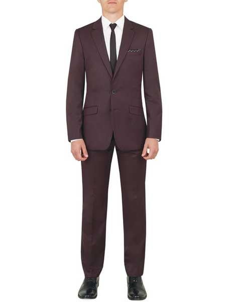 Men's Burgundy ~ Wine ~ Maroon Suit Slim Fit 3 Piece 2 Button Suits main image 0