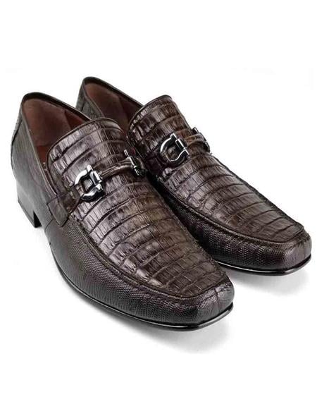 Mens Black Genuine Caiman Belly And Lizard Slip On By Los Altos