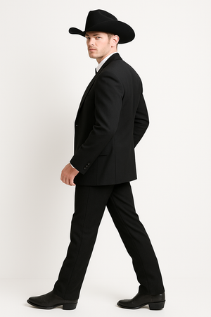 Mens Western Cowboy Tail Tuxedo in Black