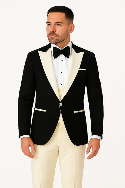 Mens Ivory Tuxedo With Ivory Stripe Pants main image 1