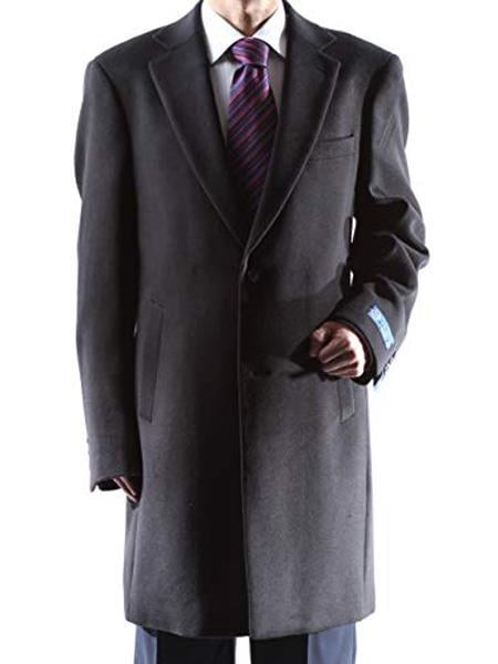 Men's Dress Coat Caravelli Long Jacket 2 Buttons Style Men's Carcoat ~Three Quarter Black Long Men's Dress Topcoat - Winter coat
