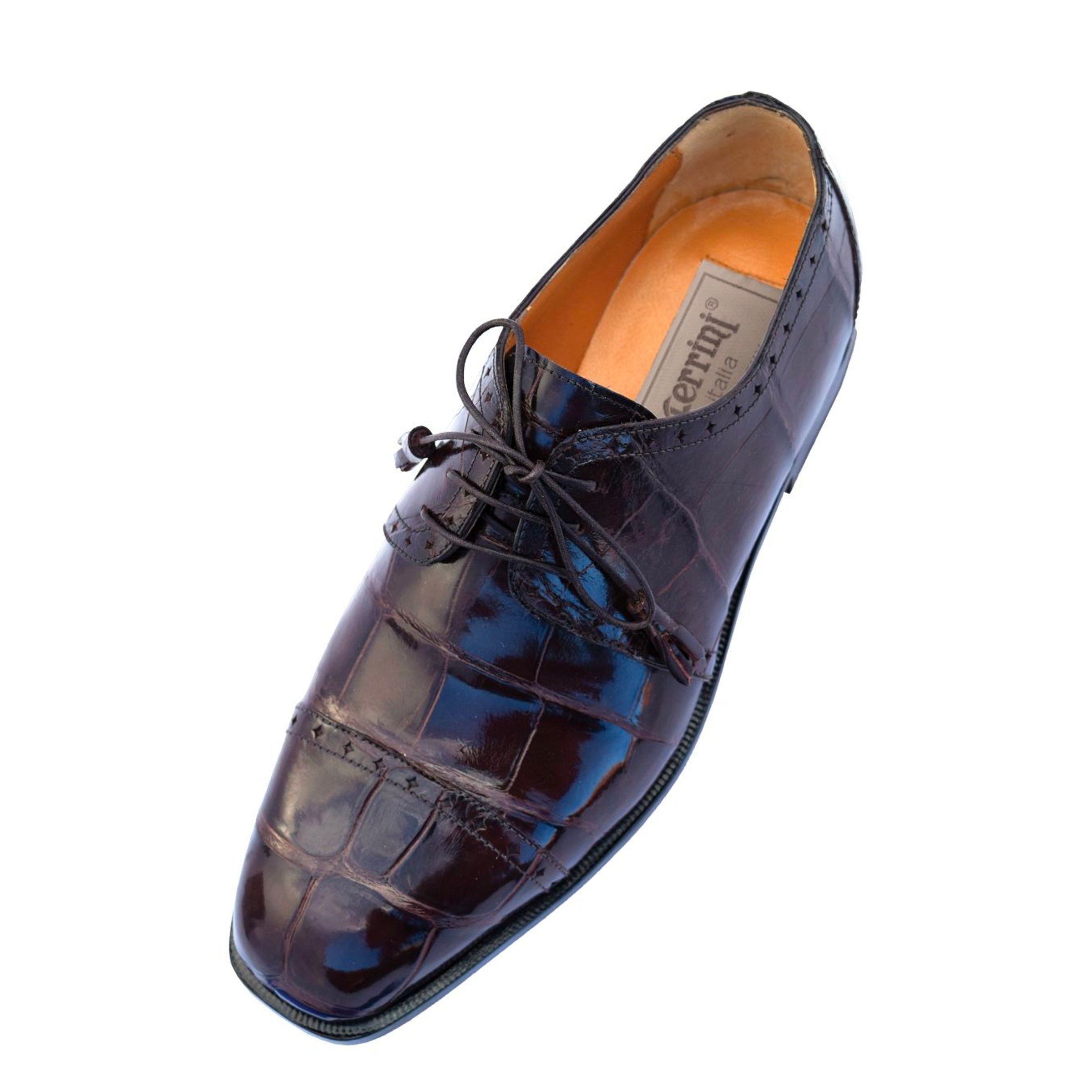Mens Ferrini Alligator Cap Toe Dress Shoe in Tan main image 1