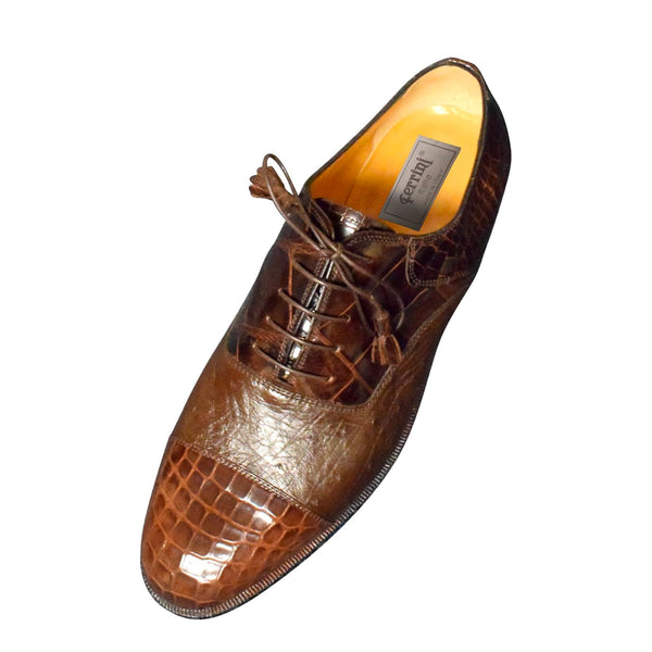 Alligator Shoes Ferrini Mens Dune Tan Monti Cap Toe Ferrini USA