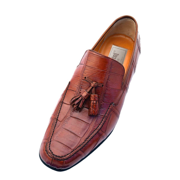 Italian Crocodile Skin Shoes By Ferrini Mens Black Unique Loafers