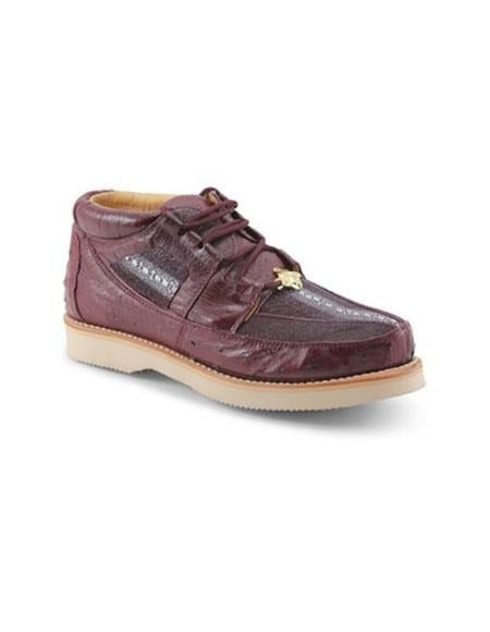 Brown Dress Shoe Mens Los Altos Genuine Ostrich Leg Four Eyelet Lacing Brown Authentic Genuine Skin Italian Tennis Dress Sneaker Shoes Mens Ostrich Skin Shoes main image 0