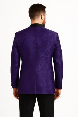 Mens Purple Paisley Pattern Blazer Jacket Satin Finish