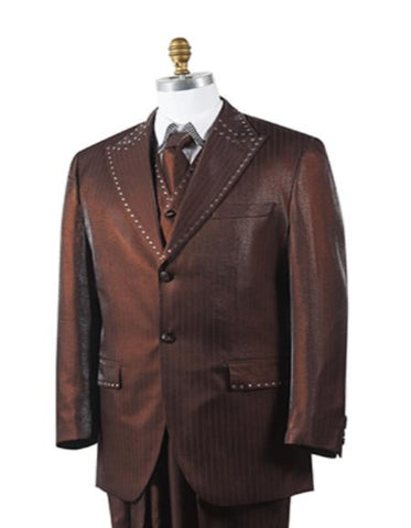 Western Suit - Cowboy Tuxedo With Trim Collar - Slim Fitted Jacket And Pants - Brown Tuxedo