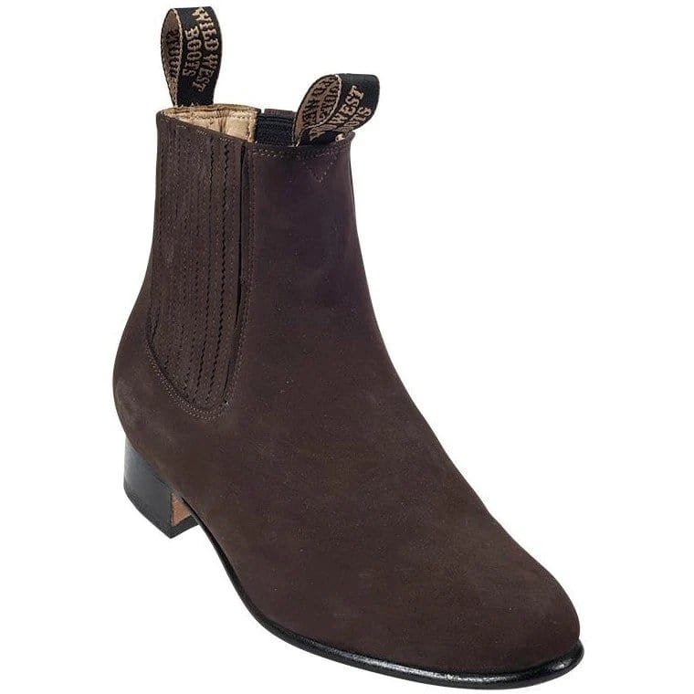 Men's Wild West Nobuk Leather Round Toe Charro Short Boots 261263