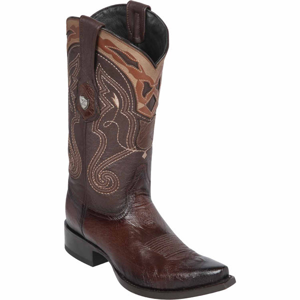Brown Ostrich Skin Boots Snip Toe