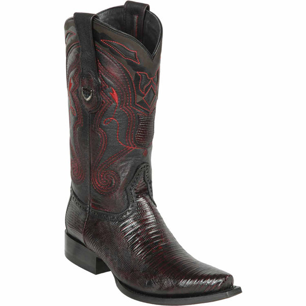 Wild West Burgundy Teju Lizard Snip Toe Boots