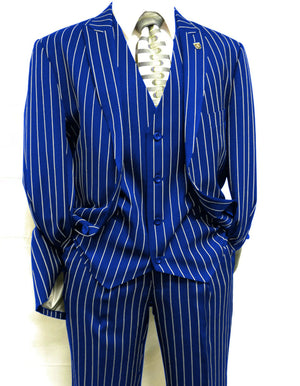 Mens 2 Button Gangster Pinstripe Suit in / NAVY ONLY
