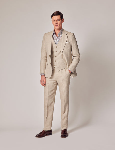 Mens Melon Linen Leisure Suit main image 1