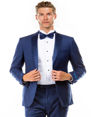 Blue Wedding Tuxedo - Men's Two Button Slim Fit Wedding & Prom Indigo Blue Tuxedo