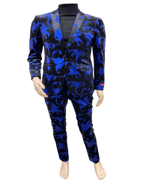Silver Paisley Suit - Floral Suit - Solid Black Pants + Bowtie main image 0