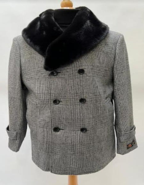Mens Plaid Peacoat - Plaid Pattern Multicolor Coat