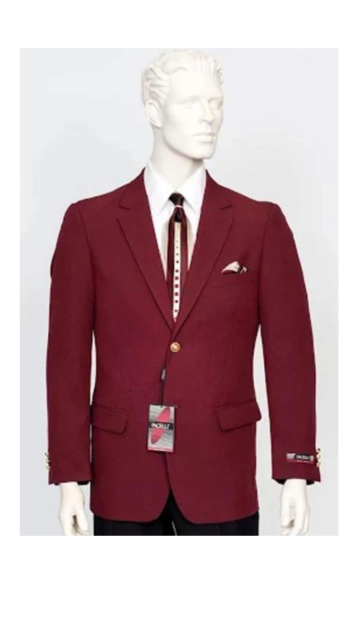 Poplin Fabric Pacelli Solid 2 Button Burgundy Blazer BLAIR-70006