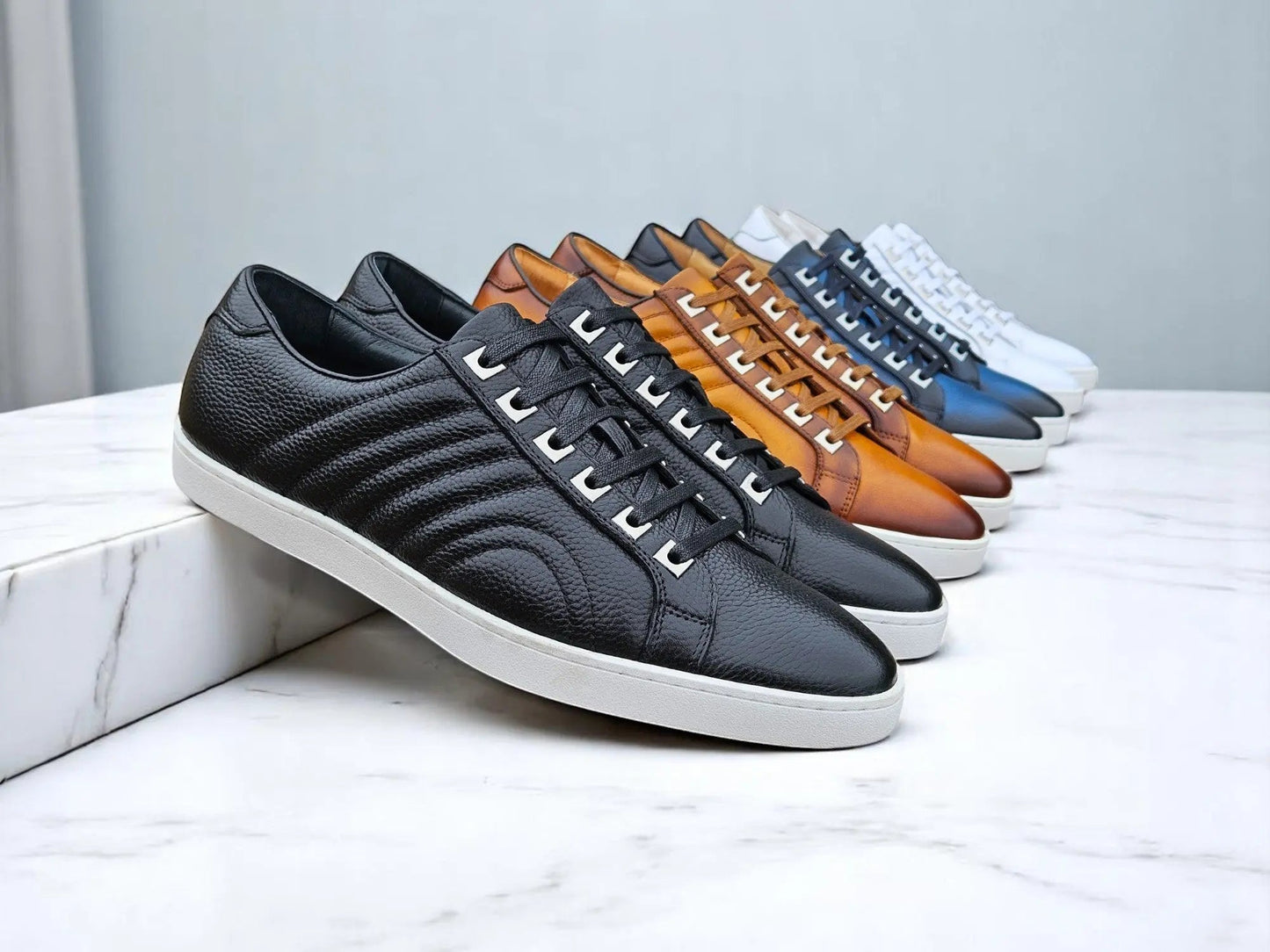 Primo Hand Burnished Leather Sneakers