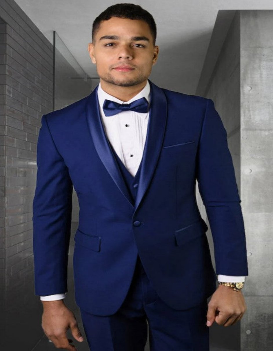 Men's Sapphire Blue Tuxedo Suit, All Sizes, Wool Construction Men's Sapphire Blue Tuxedo Suit, All Sizes, Wool Construction