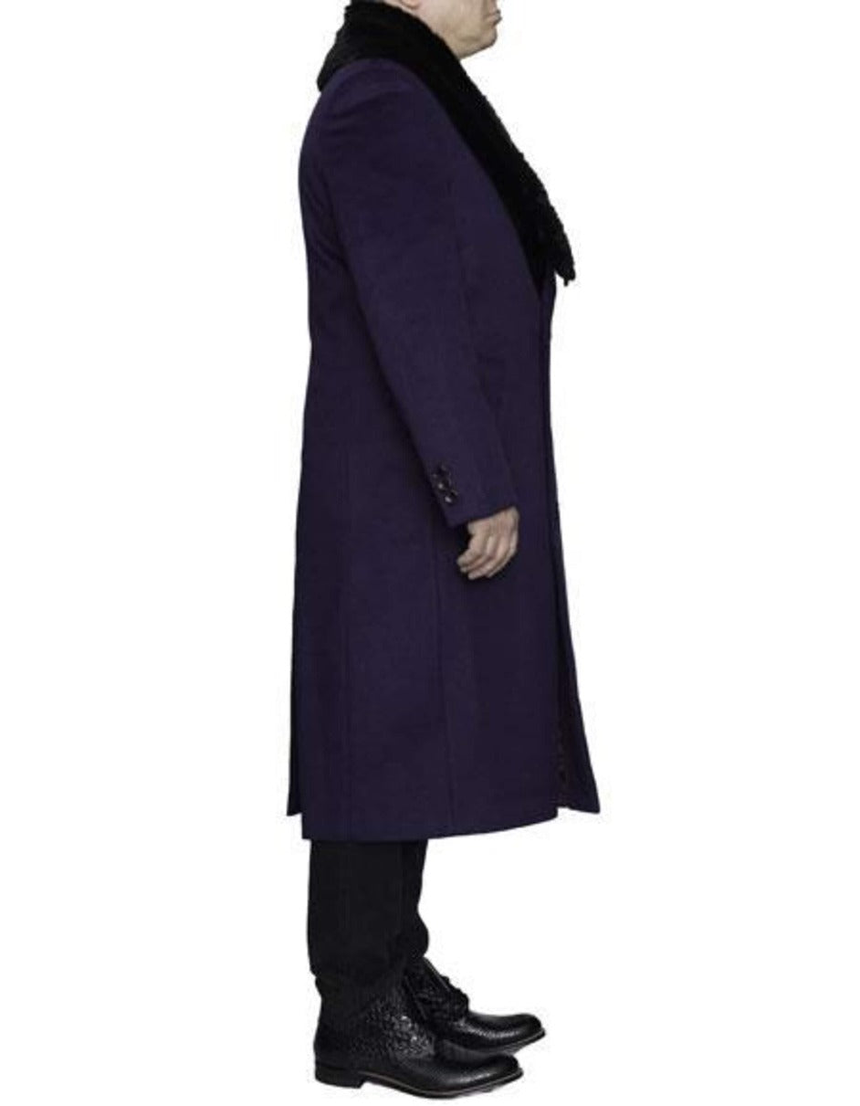 Mens Overcoat - Topcoat For Men - Winter Fabric - Men's Big And Tall Overcoat Long Men's Dress Topcoat - Winter Coat 4XL 5XL 6XL Purple - Three Quarter 34 Inch Length - Men's Tuxedo USA
