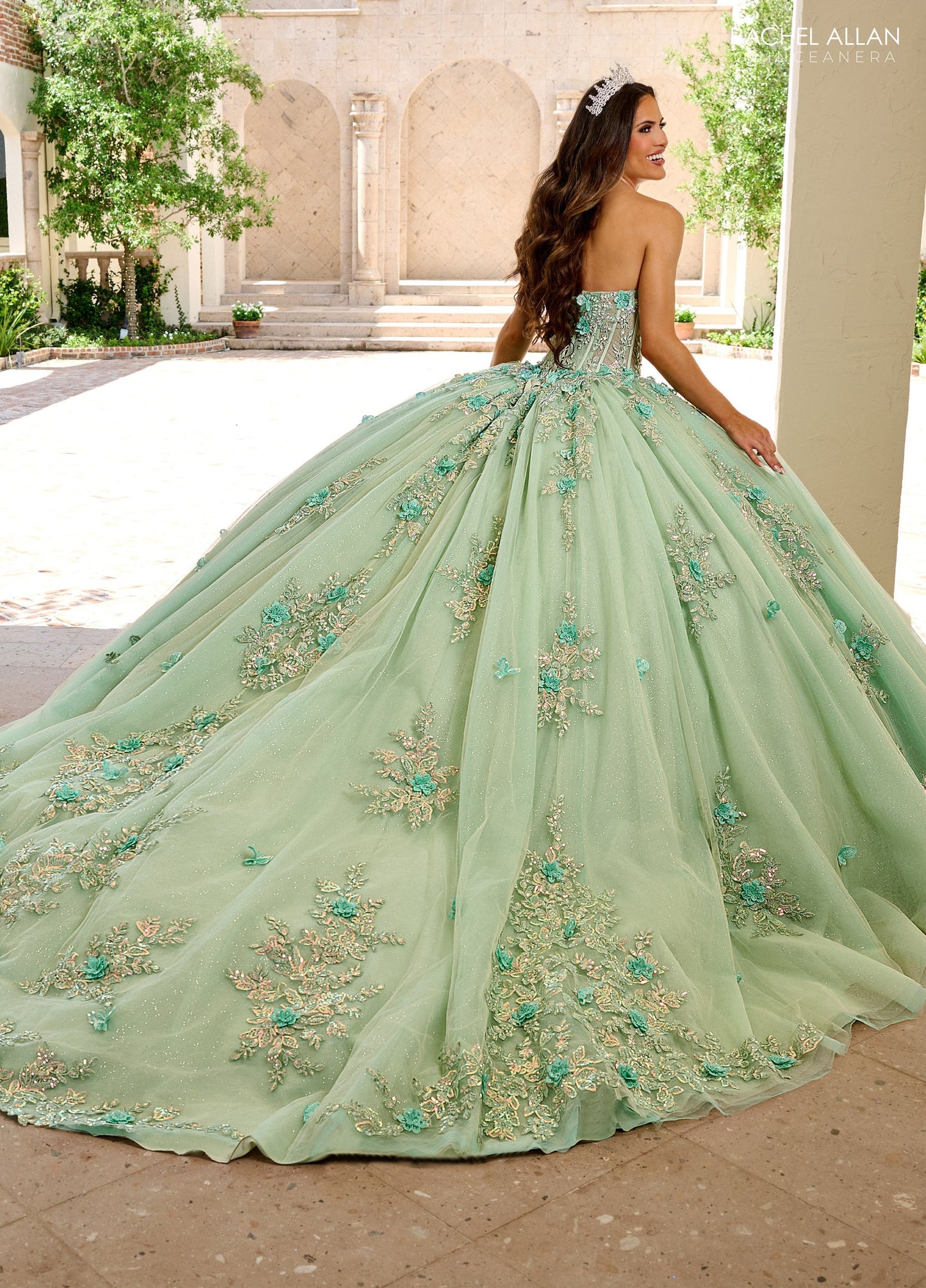 Rachel Allan RQ1155 Strapless Cape Quinceanera Dress