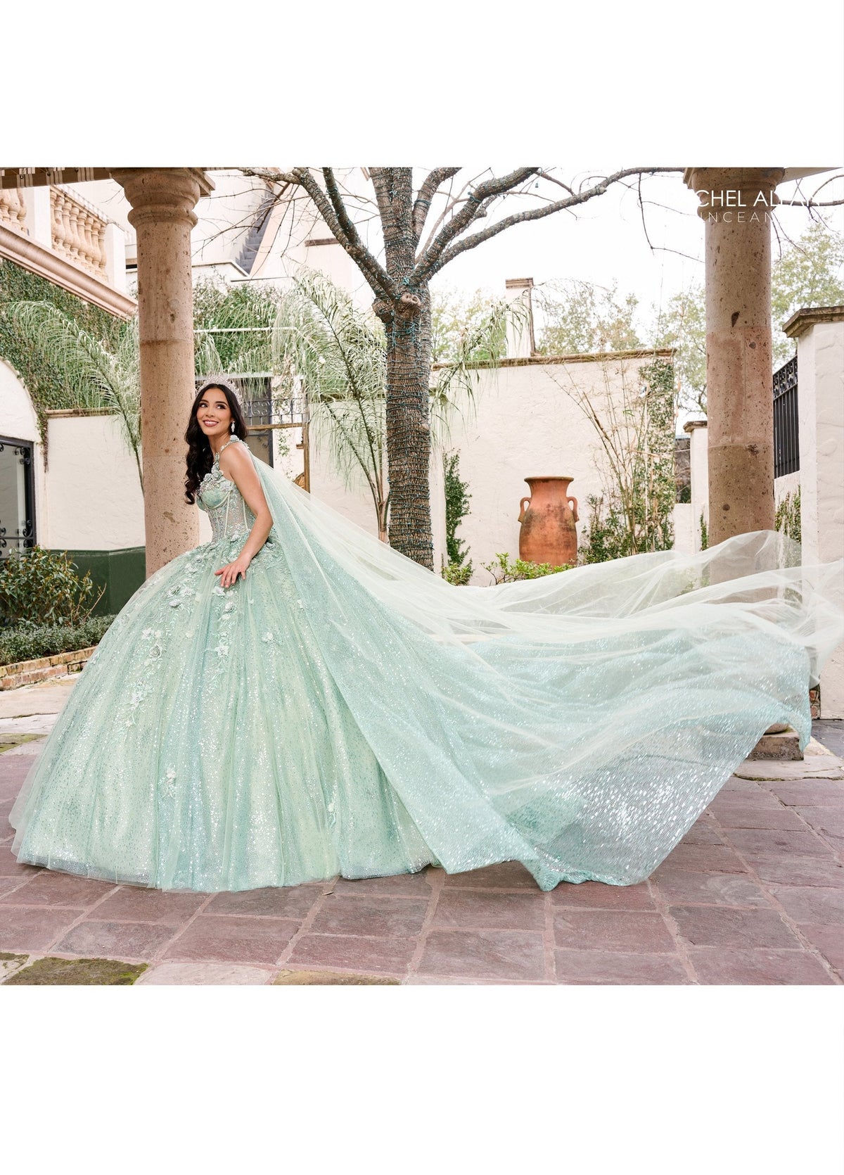 Rachel Allan RQ3135 Strapless Cape Quinceanera Dress