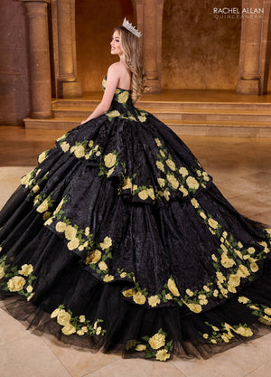 Rachel Allan RQ5006 Floral Strapless Quinceanera Dress