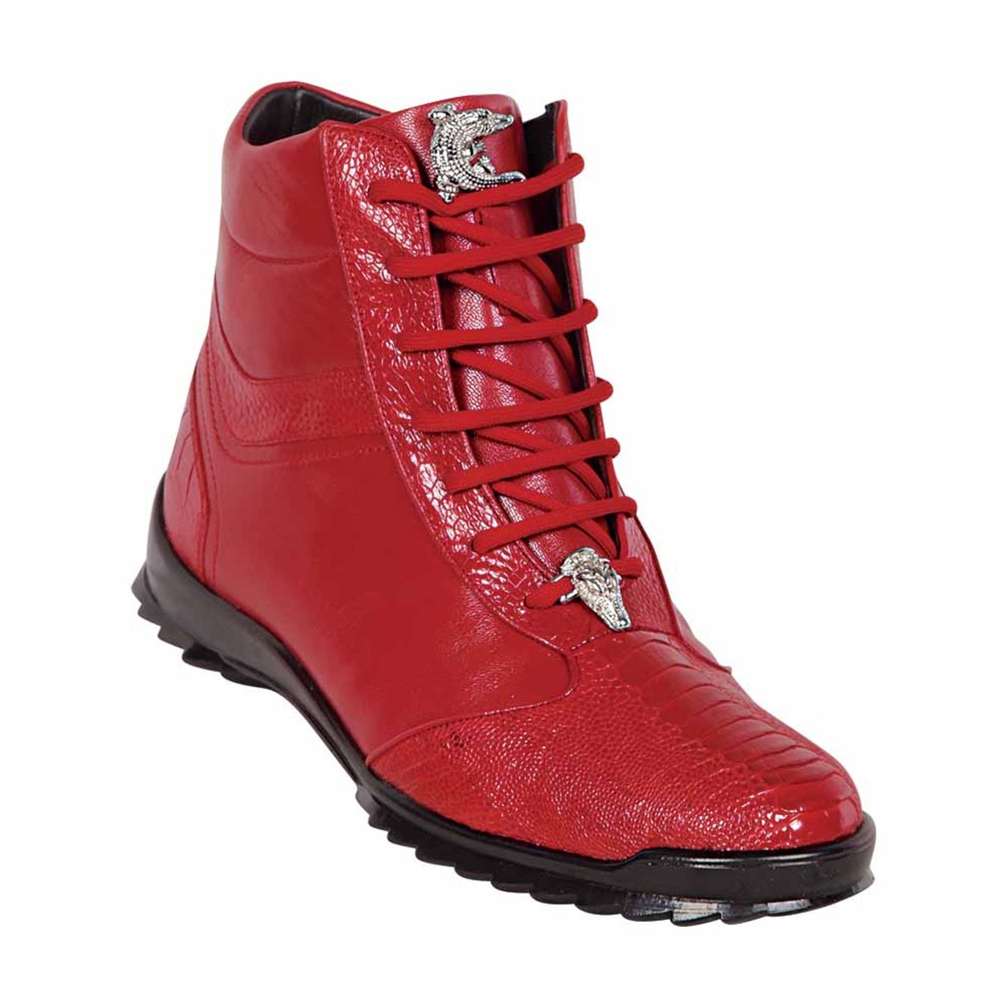 Mens Exotic Sneakers - Alligator Sneakers By Brand in Color Red