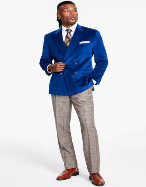 Mens 2 Button Peak Lapel Prom Royal Blue Tuxedo with Double Breasted Vest main image 1