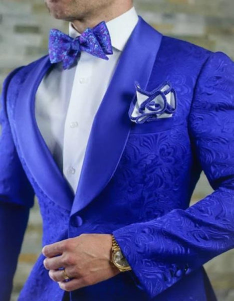 Royal Blue Prom Attire for Guys with Plaid Online main image 1
