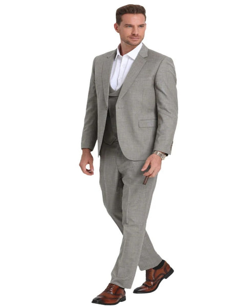 Mens Silver Grey ~ Light Gray 2 Button Vested Suit main image 1