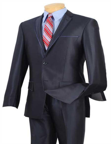 Western Suit - Cowboy Tuxedo With Trim Collar - Slim Fitted Jacket And Pants - Navy Tuxedo